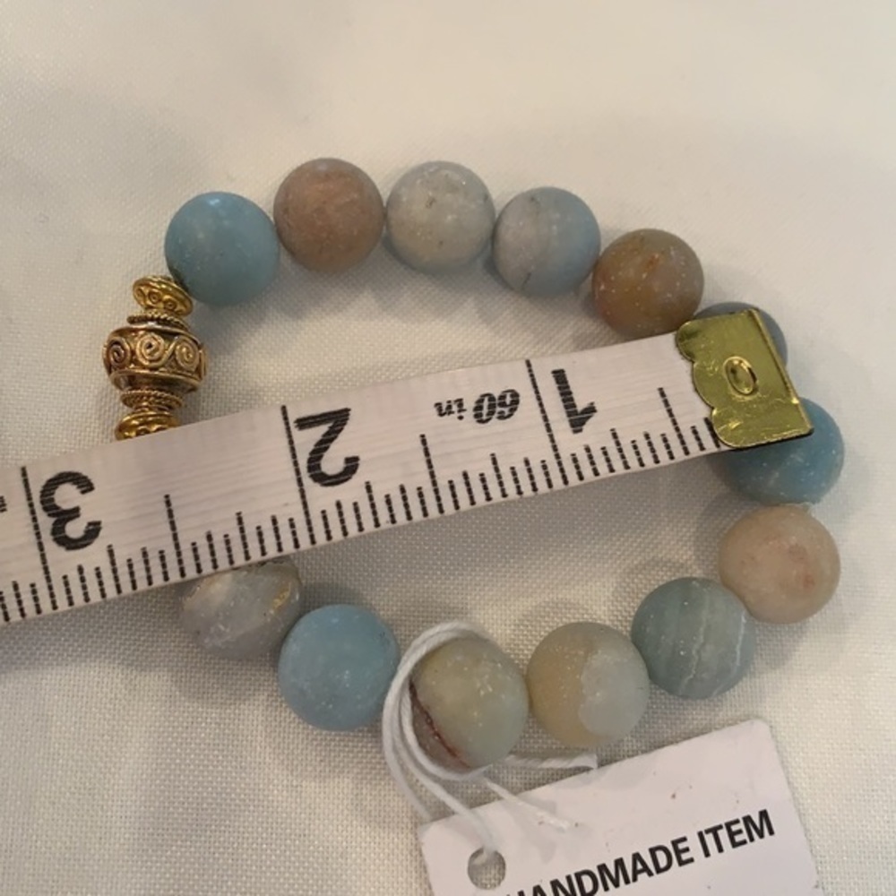 Natural stone large chalky milk bead stretch - Picture 9 of 10